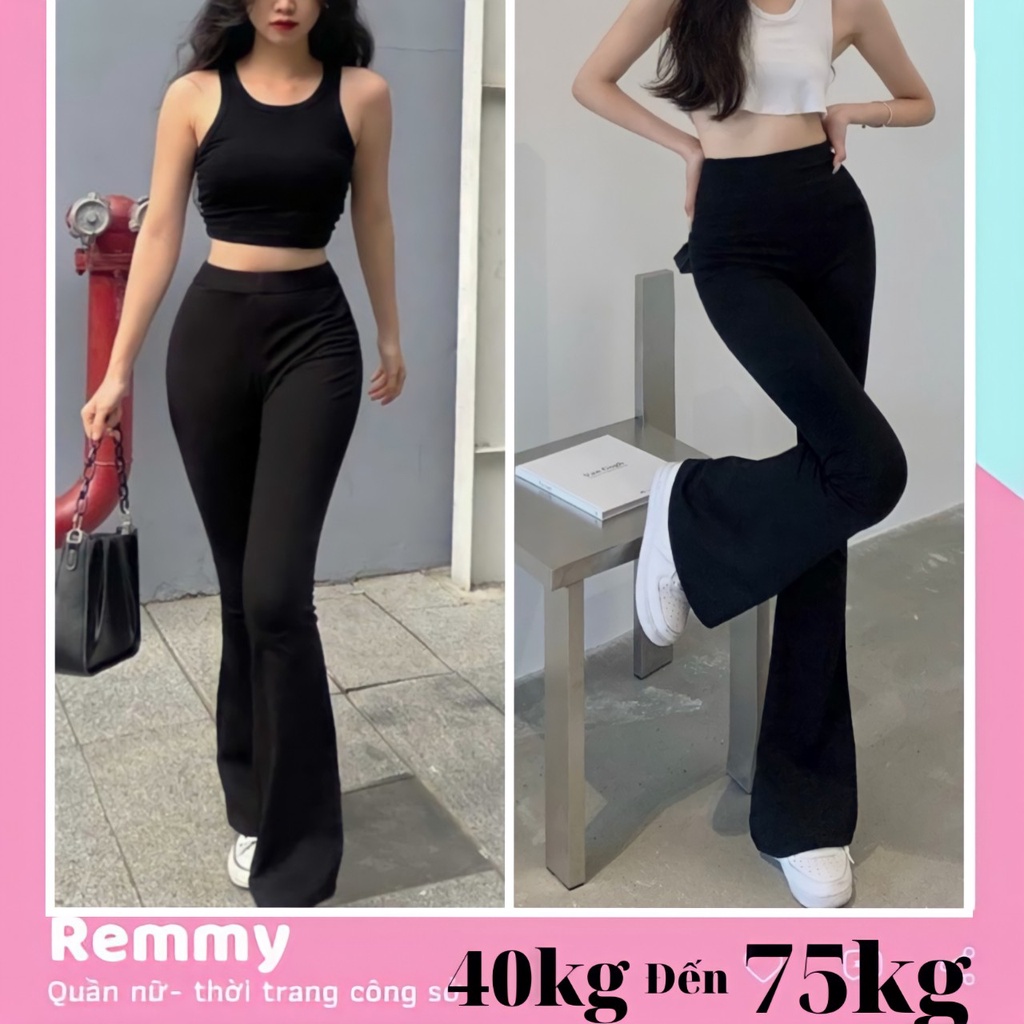 Quần nữ cạp lưng thun legging loe có bigsize chị em béo mập vải co giãn