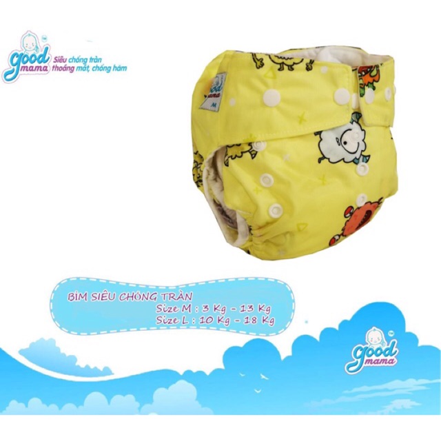 Bỉm, tã vải goodmama siêu chống tràn size L cho bé 10 đên 20kg