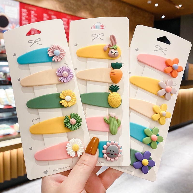 Set kẹp tóc 5 cái cho bé gái phong cách hàn quốc