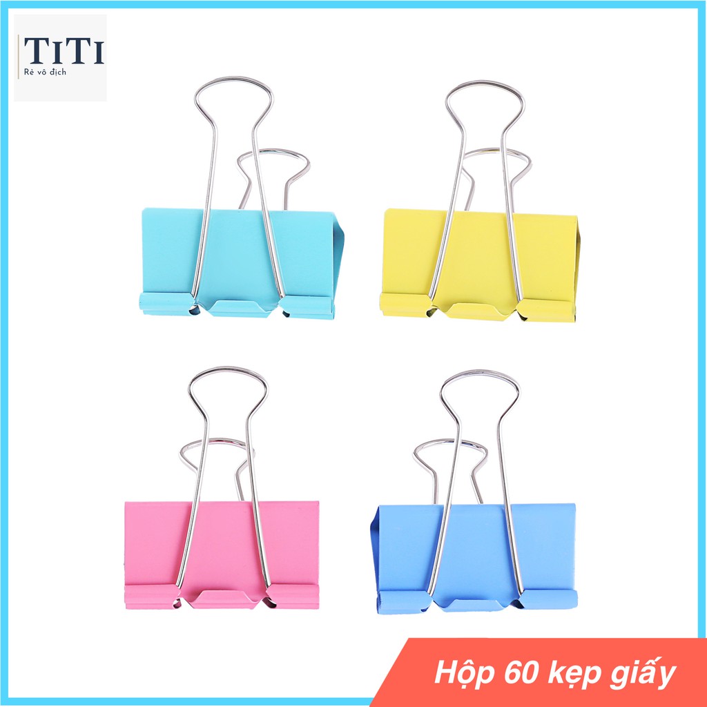 Hộp 60 kẹp giấy nhiều màu