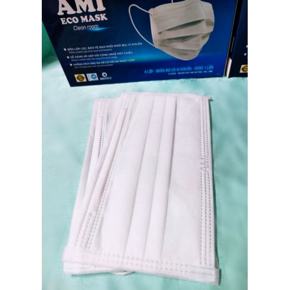 Khẩu trang y tế 4 lớp Ami hộp 50 cái hàng chuẩn có dập chữ