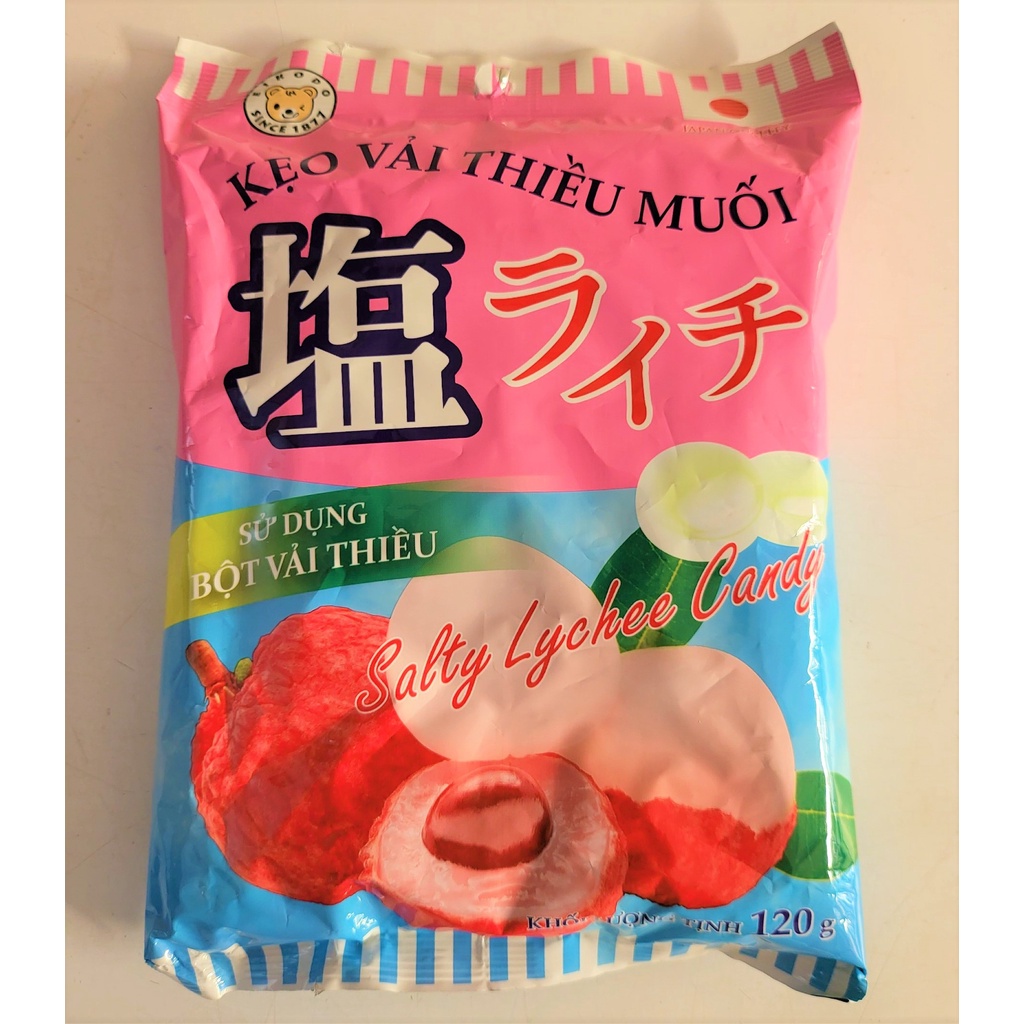 [Túi HỒNG 120g] KẸO VẢI THIỀU MUỐI [VN] SUZUKI EIKODO Salty Lychee Candy
