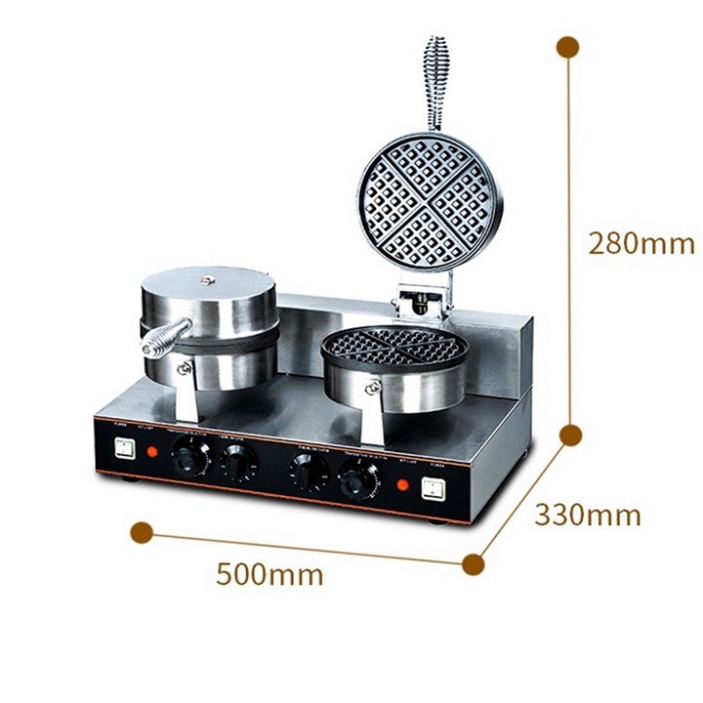 Máy làm bánh kẹp waffle, nướng bánh tổ ong Công nghiệp Đôi