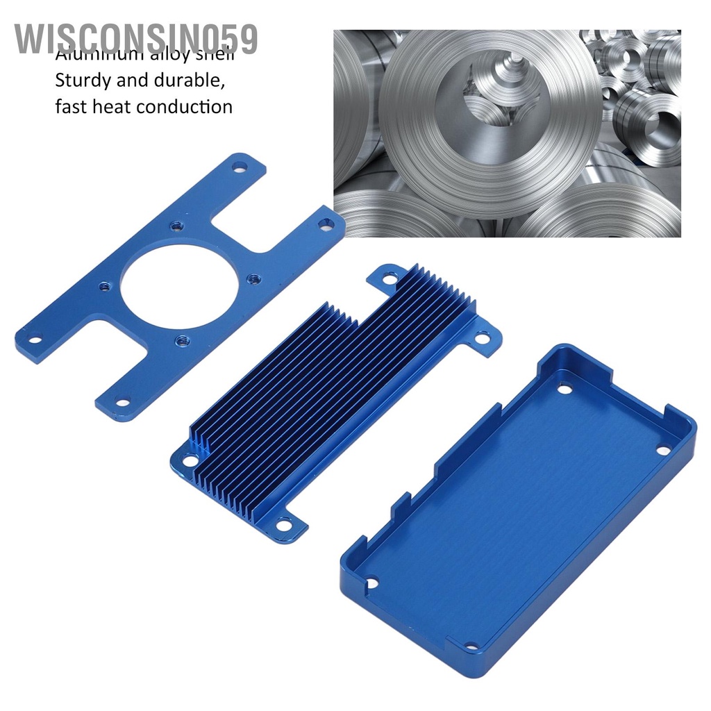 Wisconsin059 Vỏ máy vi tính nhôm CNC Làm mát thụ động V3 cho Raspberry Pi Zero 2W Blue