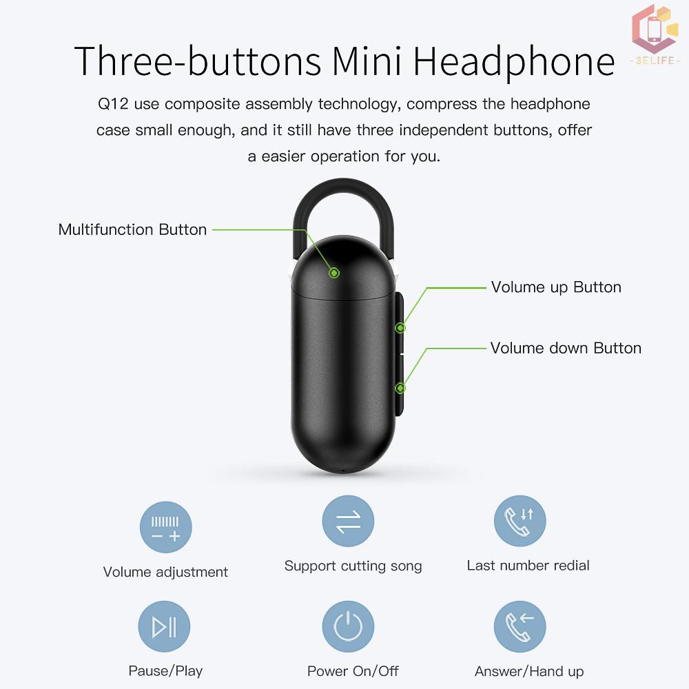 Tai Nghe Bluetooth Không Dây Qcy Q12 Chống Ồn Kèm Mic Cho Iphone Android