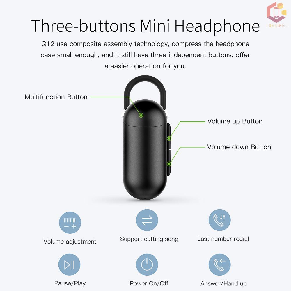 Tai Nghe Bluetooth Không Dây Qcy Q12 Chống Ồn Kèm Mic Cho Iphone Android