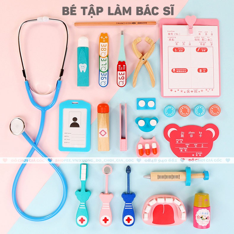 Bộ đồ chơi bé tập làm bác sĩ nha khoa bằng gỗ