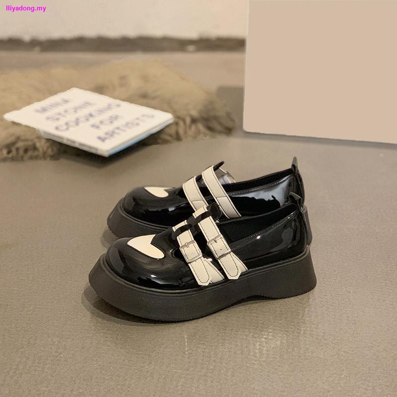 ♕☇❧Giày Da Đế Dày Chống Trượt Cài Khóa Thời Trang Mùa Xuân 2022 Cho Nữ
