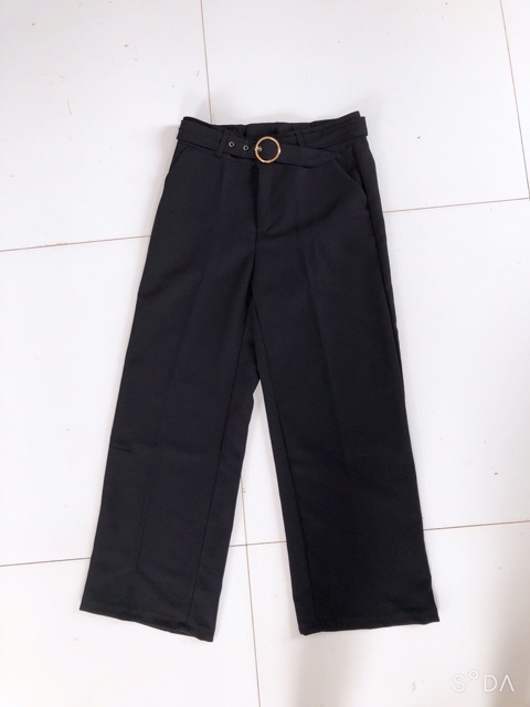 Quần ống rộng kèm dây đai tròn chât tuyết mưa | BigBuy360 - bigbuy360.vn