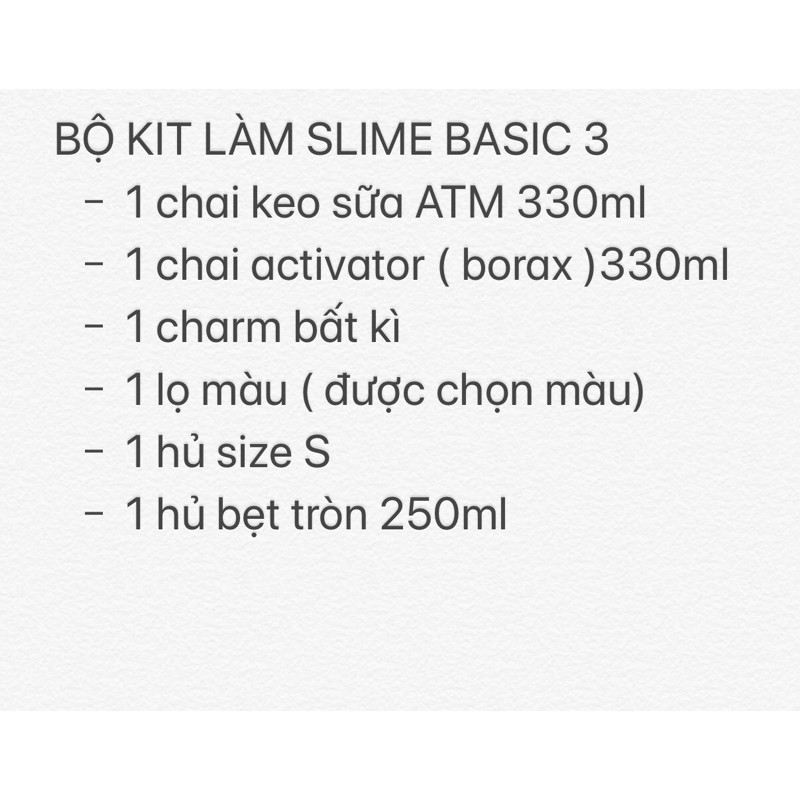 BỘ KIT SLIME BASIC CƠ BẢN CHAI TRÒN 330ml