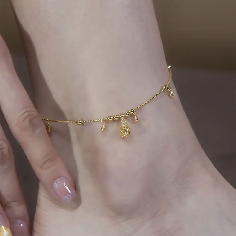 Lắc Chân Hình Chuông Gió Đính Hạt Tròn May Mắn Thời Trang Cho Nữ