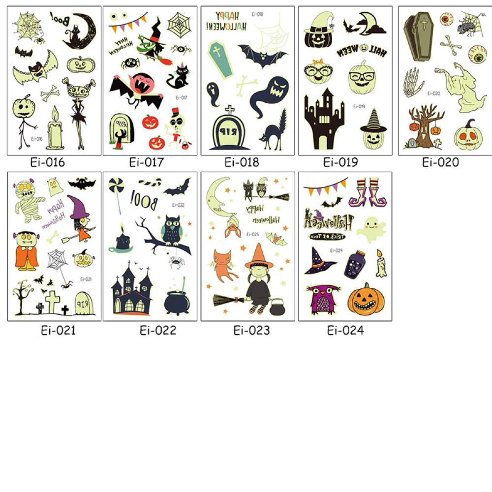 Hình Xăm Dán Họa Tiết Hoạt Hình Phong Cách Halloween Phát Quang Độc Đáo Cho Bé M2R5