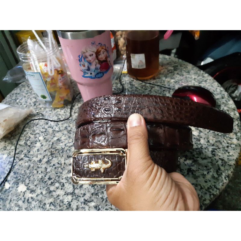 thắt lưng dây nịt da cá sấu 1 mặt đầu si