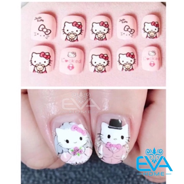 Miếng Dán Móng Tay 3D Nail Sticker Hoạt Hình Mèo Hồng Kity WG308