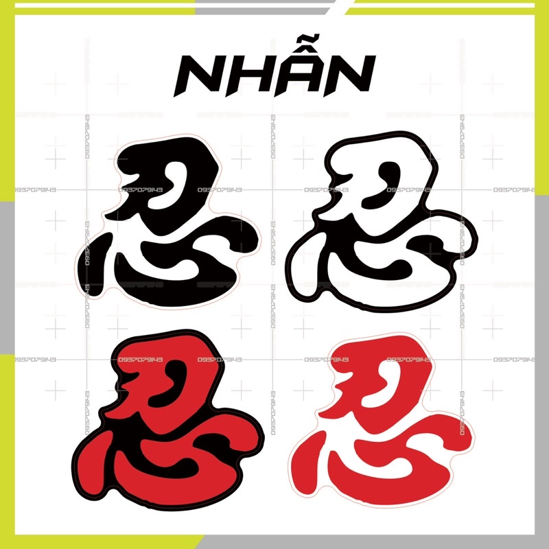 LOGO STICKER chữ tàu dán đầu xe size cao 7 đến 8cm