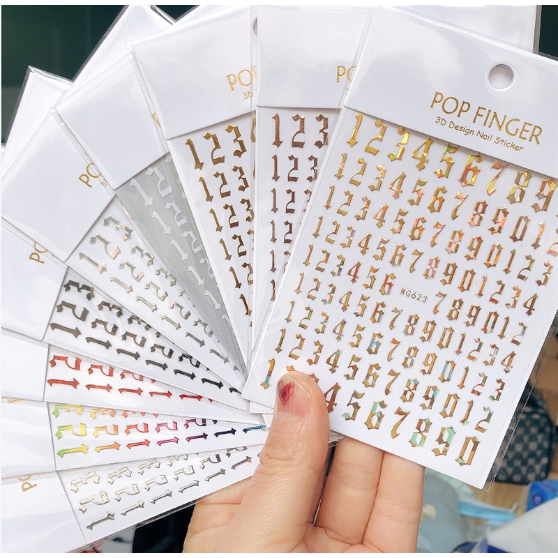 Sticker 3D - Hình Dán Móng Tay Chữ Số