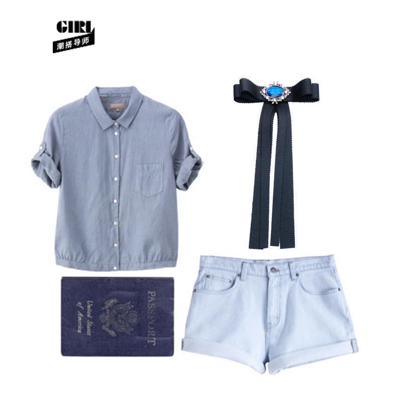 Cà Vạt Nơ Pha Lê Xanh Dương Thời Trang Mùa Hè 2023