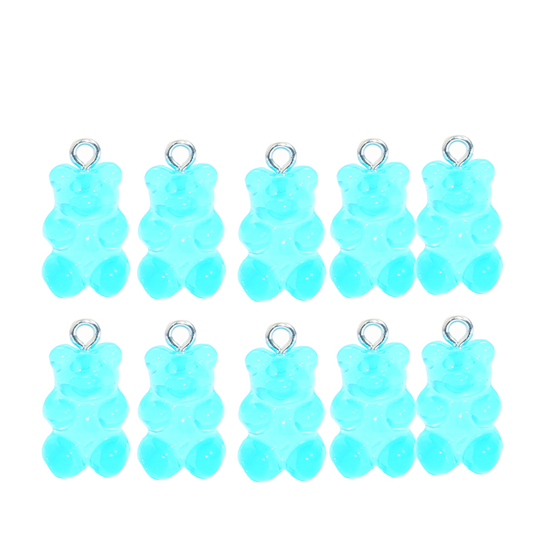 Set 10 mặt dây chuyền hình gấu dẻo dễ thương bằng nhựa resin làm đồ trang sức thủ công DIY