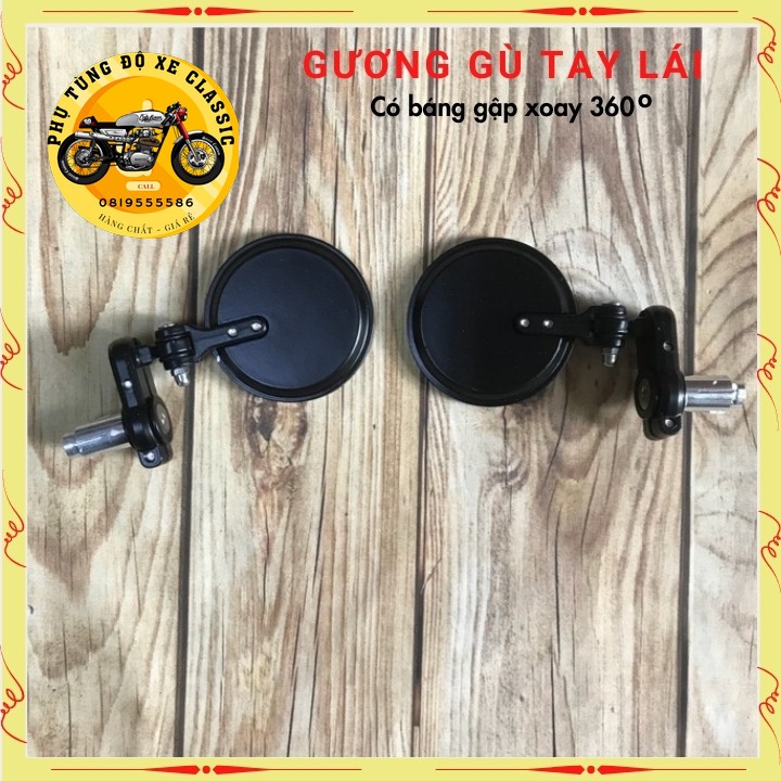 Gương gù tay lái kính gù tròn gương kiểng xe máy  CLASSIC cao cấp có báng gập giá 1 chiếc