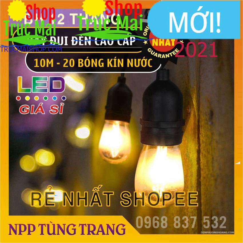 Dây đèn trang trí ngoài trời dùng cho quán cà phê, trà chanh, trà sữa... 10m 20 bóng, 5m 10 bóng loại 1