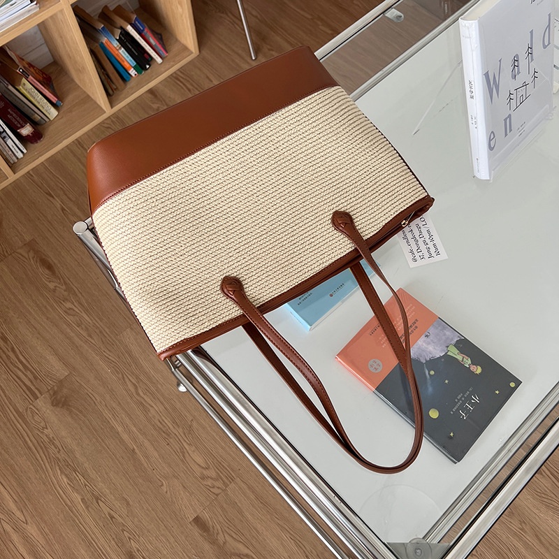 Túi rơm đeo vai IELGY sức chứa lớn phong cách cổ điển chất lượng cao cho nữ