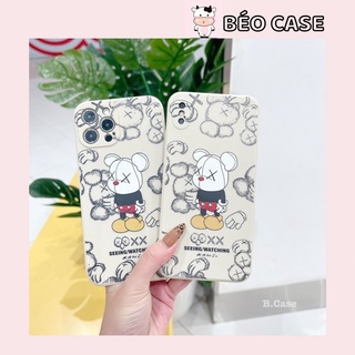 Ốp lưng iphone tpu kaws màu sữa cạnh vuông bảo vệ camera