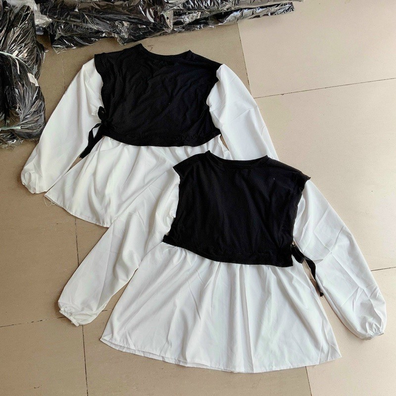 Áo baby doll phối màu kèm hình thật