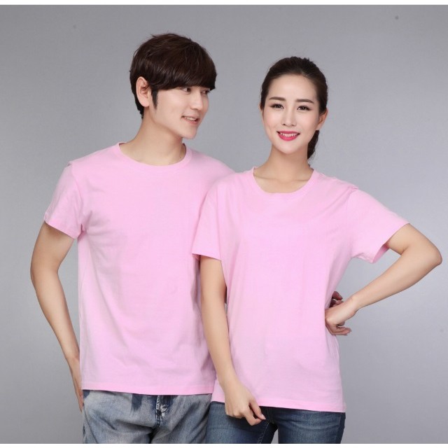 ÁO THUN TRƠN CỔ TRÒN MÀU HỒNG NHẠT TAY NGẮN NAM NỮ ( CÓ CẢ SIZE EM BÉ ) ATH13