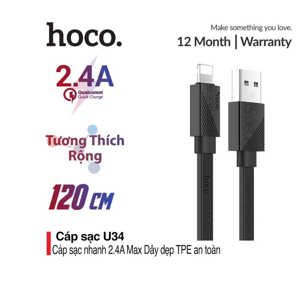Cáp Lightning Hoco U34