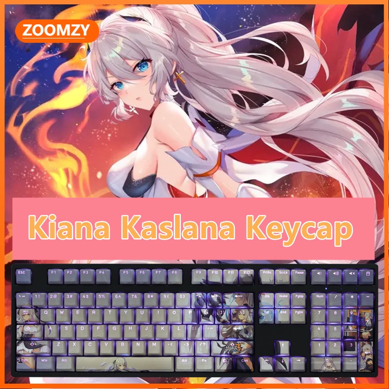 Honkai Impact 3 theme keycap keycap Kiana Kaslana Valkyrie Anime keycap Hồ sơ OEM PBT Dye-thăng hoa bàn phím cơ học keycap xuyên suốt Ánh sáng 108 phím