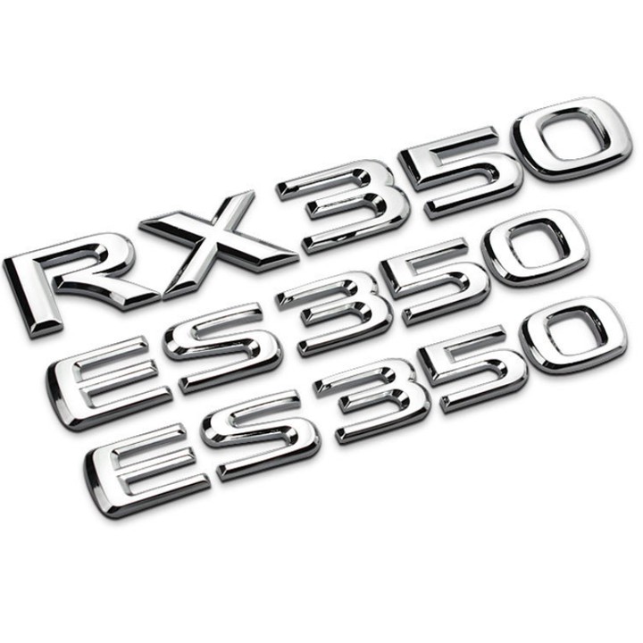 Decal tem chữ ES350 inox dán đuôi xe ô tô Lexus G100405 Kích thước 15×1.9cm