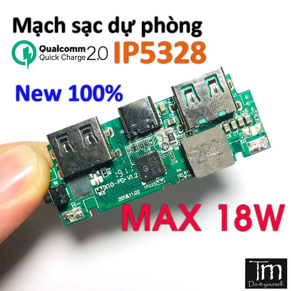 Mạch Sạc Dự Phòng Sạc Nhanh QC3.0 IP5328 Max 18W PD