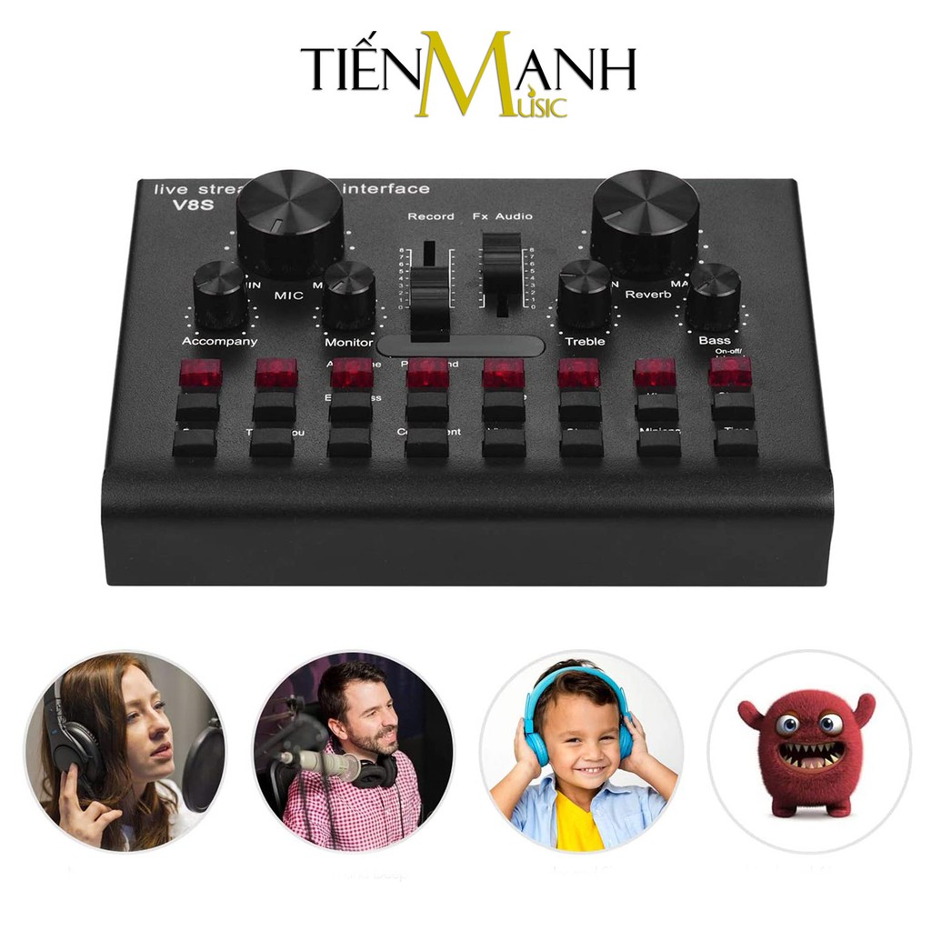 Sound Card Thu Âm Thanh, Livestream, Hát Karaoke Cuvave V8S - Bluetooth Pin Sạc USB Audio Interface Soundcard Auto Tune