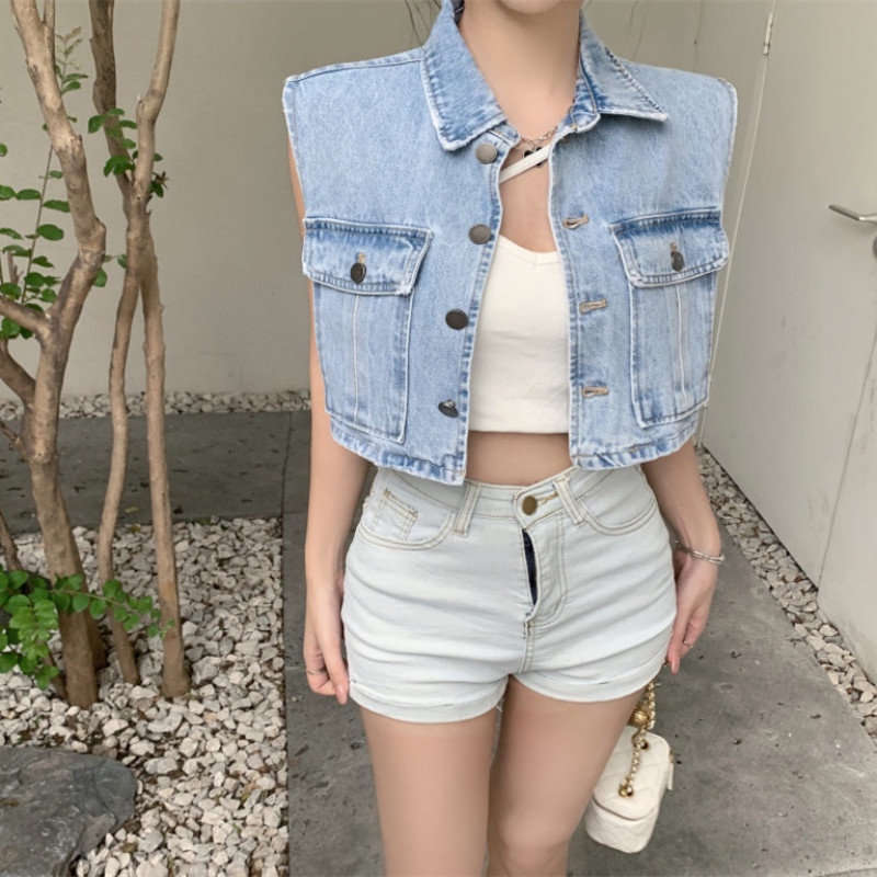 Áo Khoác Denim Không Tay Thời Trang Cá Tính