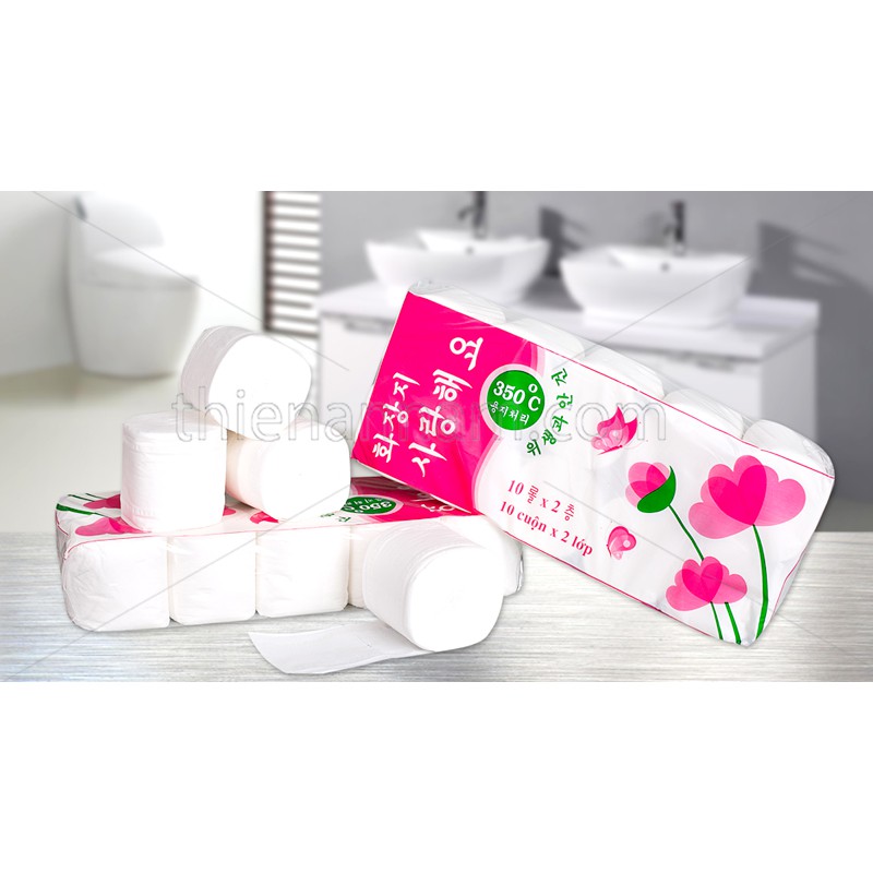 Giấy vệ sinh cuộn 2 lớp 💫 THIÊN AN NAM x 10 cuộn chuẩn Hàn Quốc mịn, dai