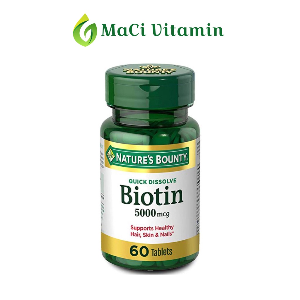 Biotin 5000 mcg Nature’s Bounty 60 viên tan nhanh, Làm đẹp da tóc móng MaCi