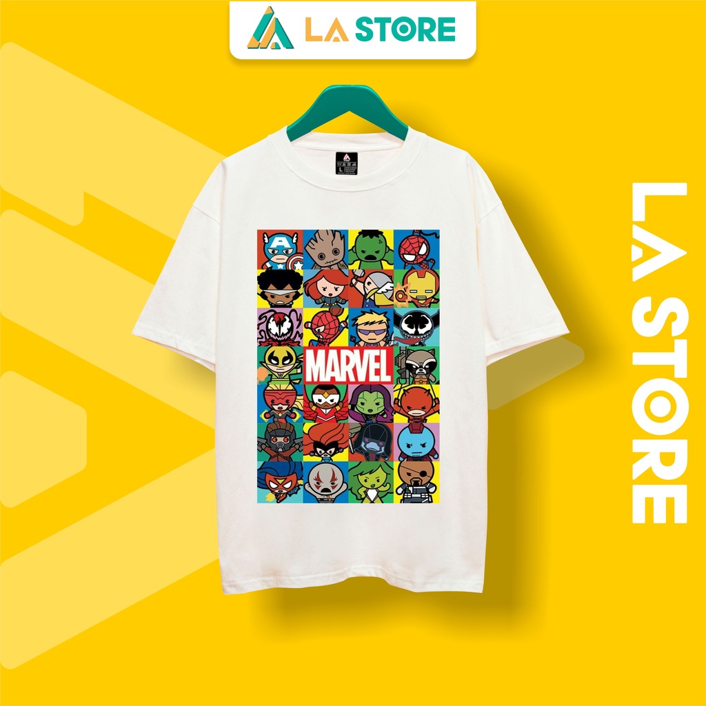 Áo Thun Unisex Cotton Marvel Comic Form Rộng Tay Lỡ Nam Nữ Có Big Size | LẠ STORE