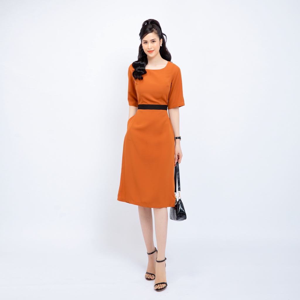 Đầm công sở dự tiệc sang trọng AMYRA dáng suông thanh lịch tay lở cao cấp DA146