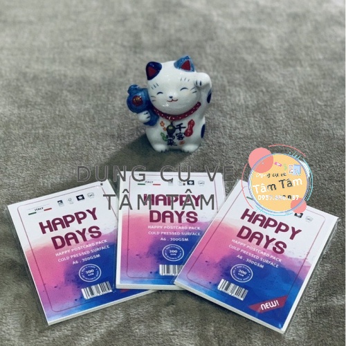 [ TÂM TÂM ]-Giấy Happy day A6, giấy canson 300gsm a6 Happy -