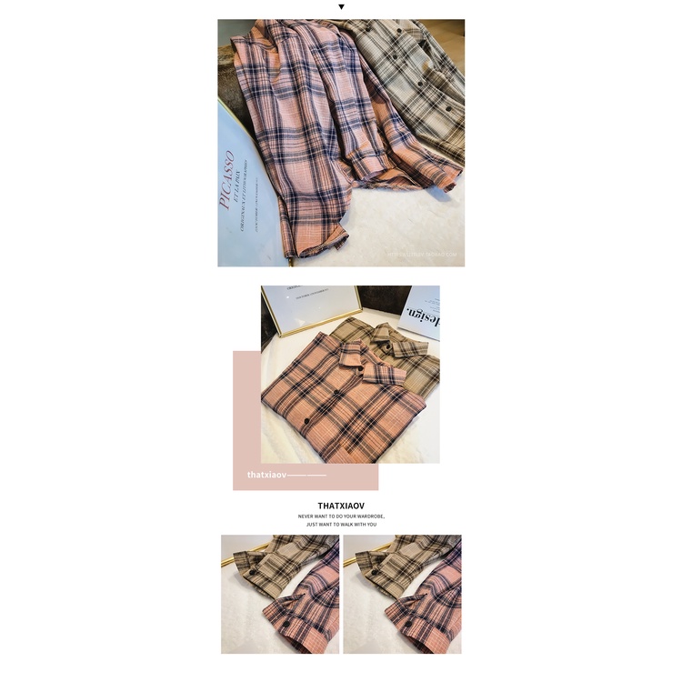 Áo Sơ Mi Tay Dài Dáng Rộng Họa Tiết Kẻ Sọc Phong Cách Hàn Quốc Thời Trang Mùa Xuân Mới Cho Nữ