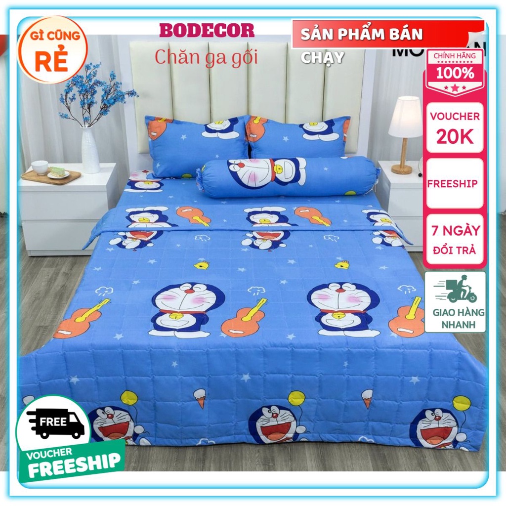 Chăn Hè Thu Trần Bông 3 Lớp,mền trần bông hè,Vải cotton poly mềm mịn, thoải mái chọn mẫu mới BODECOR mẫu doremon đàn