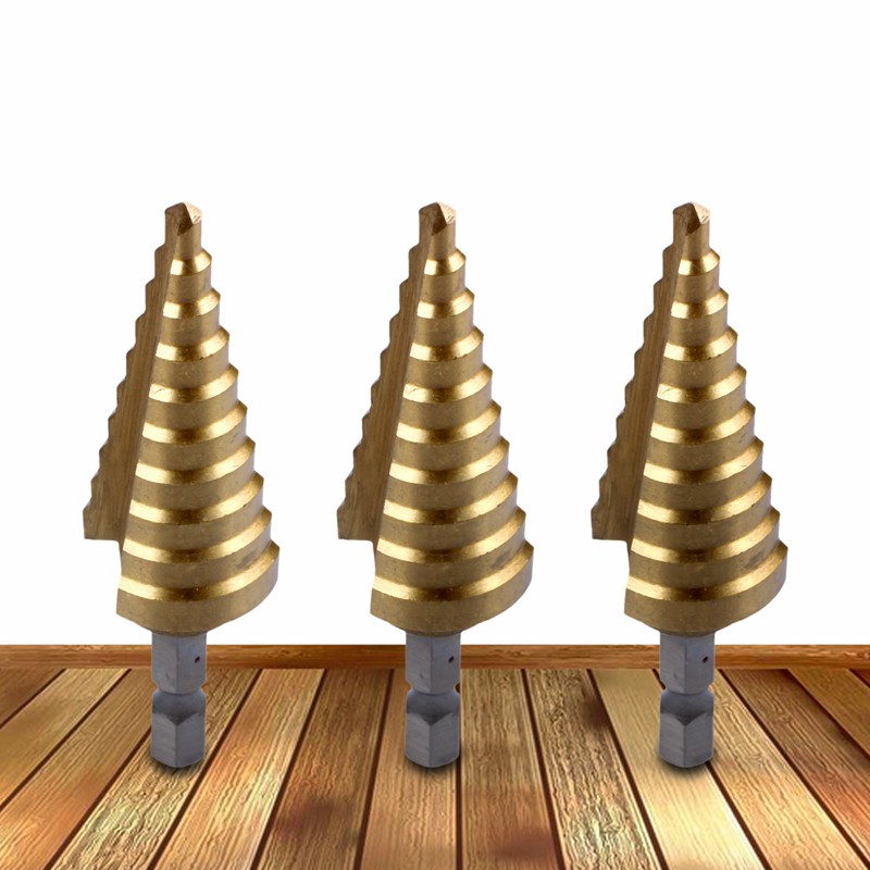 Đầu khoan cắt đục lỗ hình nón lục giác HSS 4-22mm 4241 bằng titan