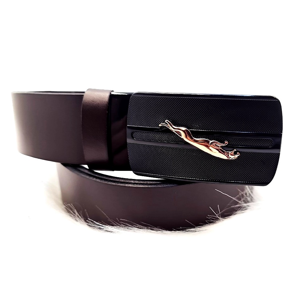 Thắt lưng nam da bò tự nhiên, đầu hình con báo, khóa tự động cao cấp DONAVYTLK