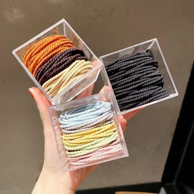 Bộ 50/10/6 dây buộc tóc bằng cao su co giãn màu sắc thời trang Hàn Quốc chất lượng cao