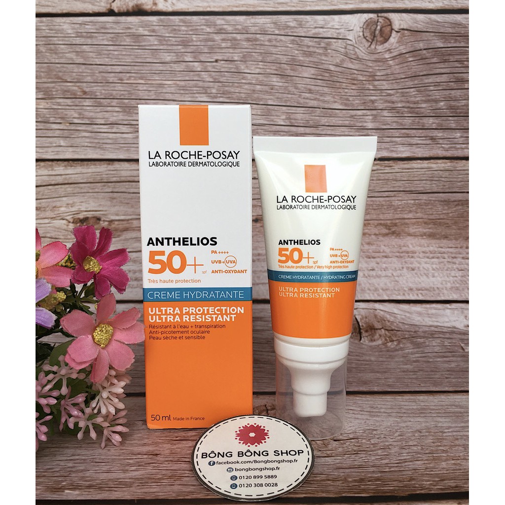 (Chuẩn Pháp-50ml-mẫu mới 2022) Kem chống nắng La Roche-Posay Anthelios Crème Hydratante SPF50+ dành cho da khô