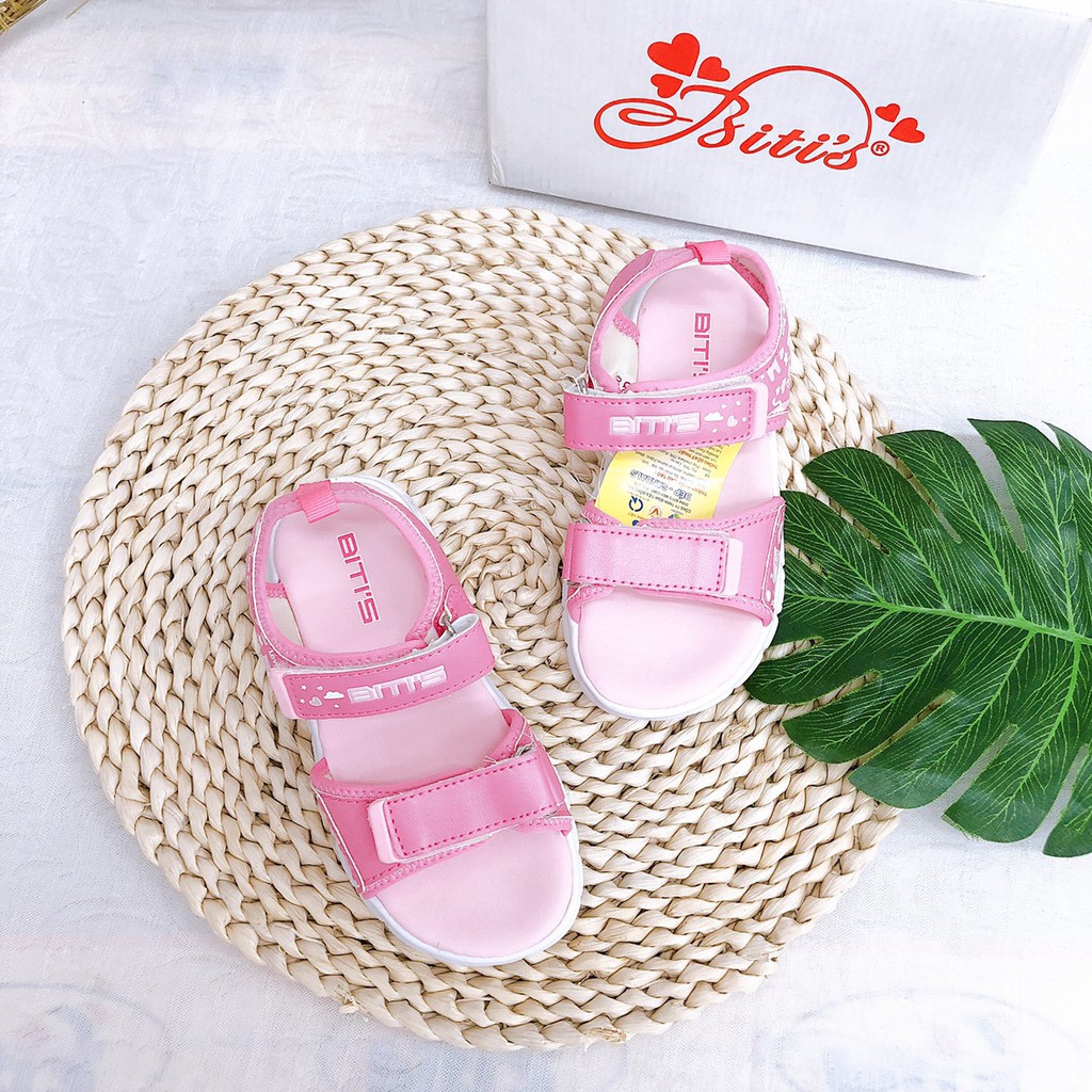 Sandal bé gái 23-29 Dép quai hậu bé gái họa tiết lá cách điệu, quai dán  DEG000300