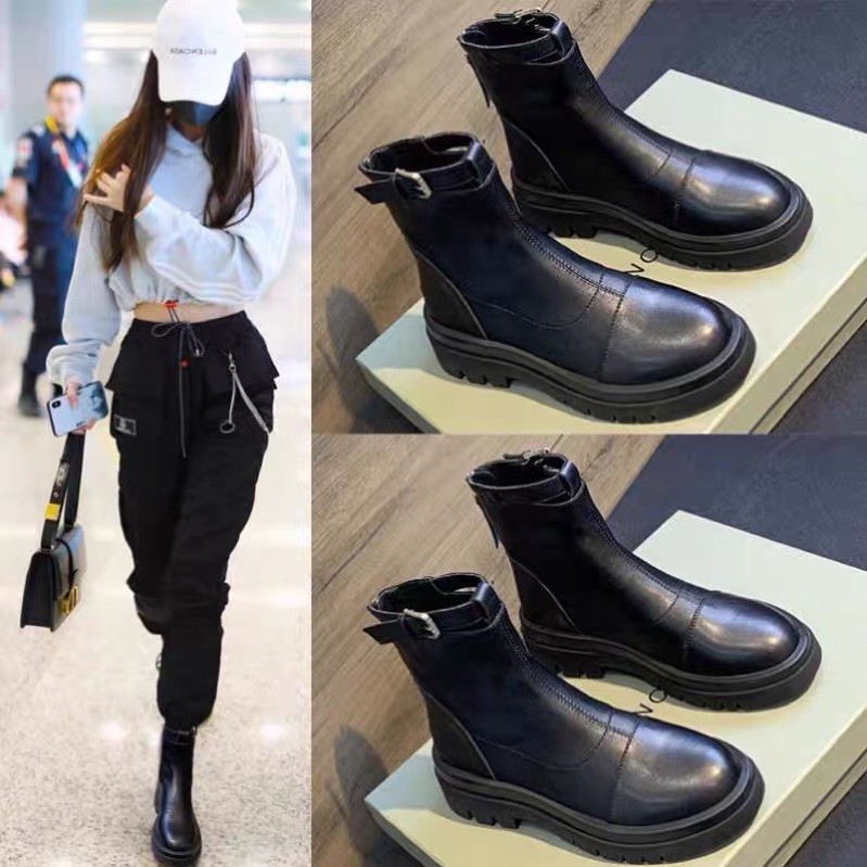 (Sẵn nâu)Boots Cổ Ngắn Nữ, Cao Gót, Mũi Nhọn, Gót Nhỏ, Co dãn,Phong Cách Hàn Quốc ( Ảnh Thật)