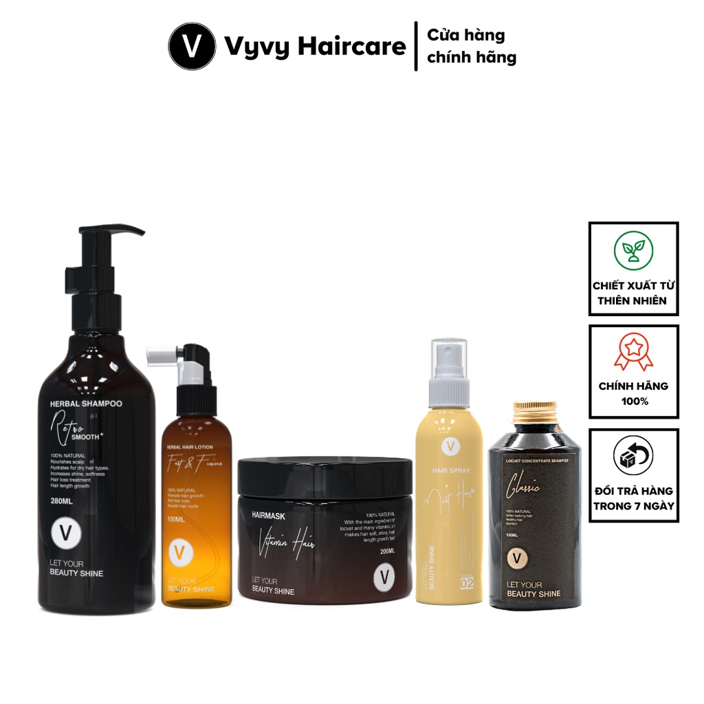 Bộ sản phẩm dưỡng chuyên sâu ngăn rụng cho tóc mềm mượt tự nhiên combo 14 vyvyhaircare V 880ml