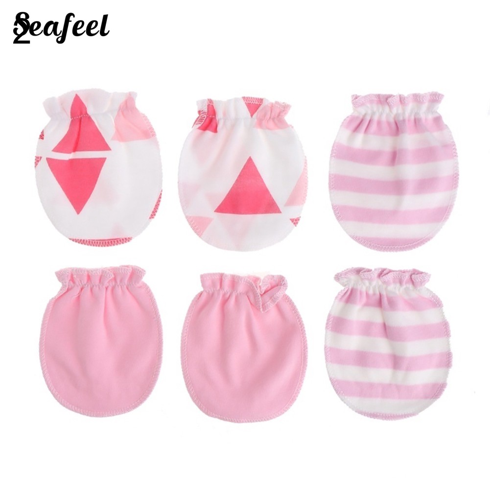 Set 3 Đôi Găng Tay Cotton Chống Trầy Xước Cho Bé Sơ Sinh