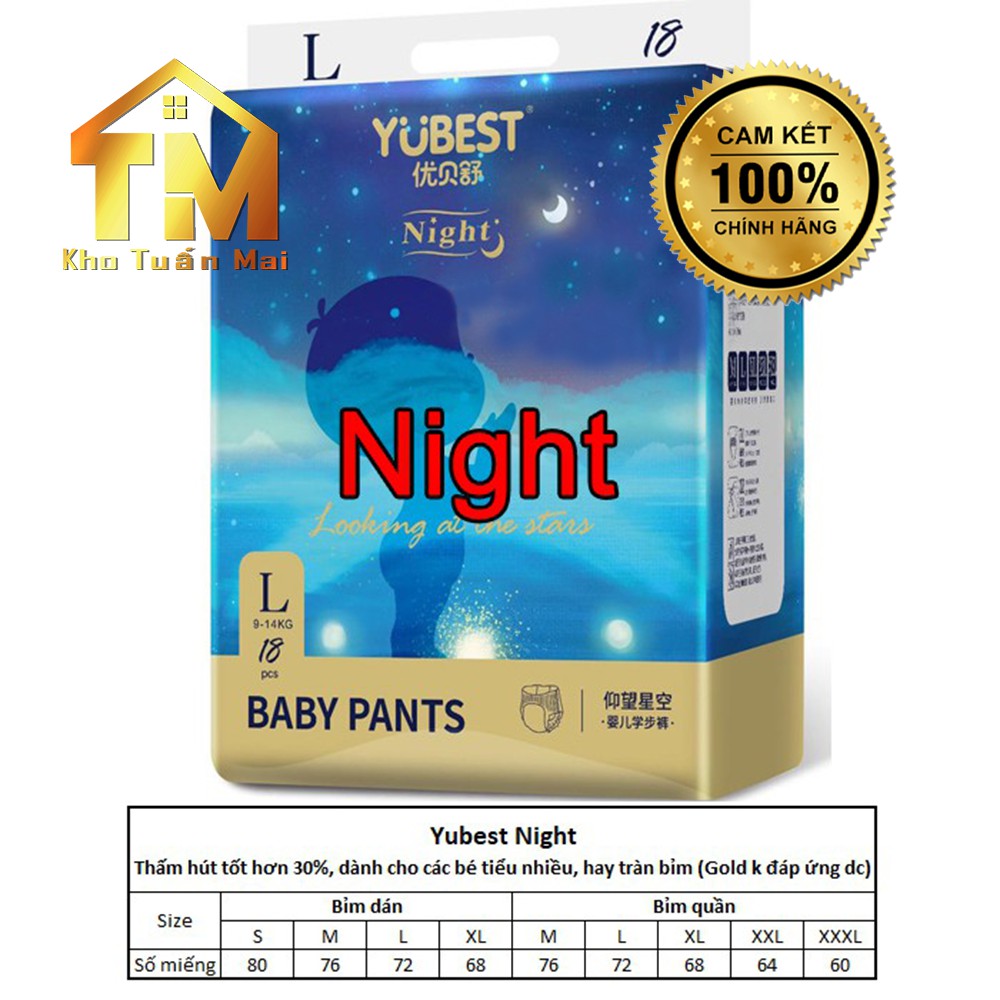 Bỉm Yubest Gold 🍒FREESHIP🍒 Tã dán quần cho trẻ sơ sinh Gold Night Angel Natural S132 S90 M108 M84 L96 L78